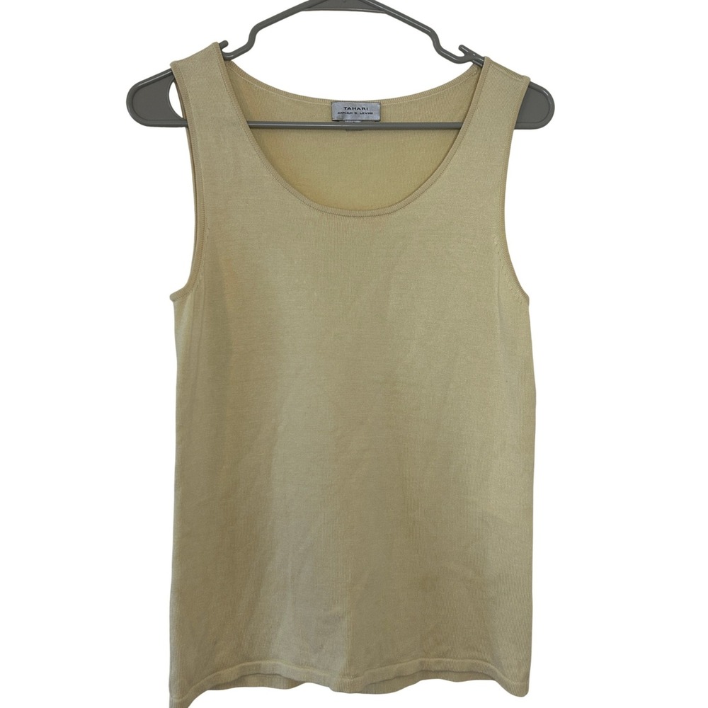 Tahari Arthur S. Levine Butter Yellow Silk Cotton Blend Knit Tank Top Size 6 - Picture 1 of 9